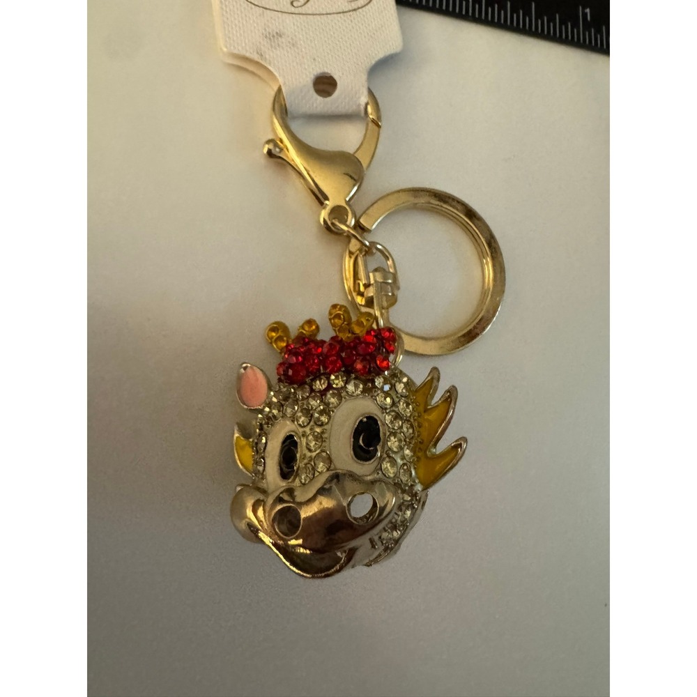Pretty in Heels Deer Reindeer Rhinestone Gold Keychain Bag Charm Bling